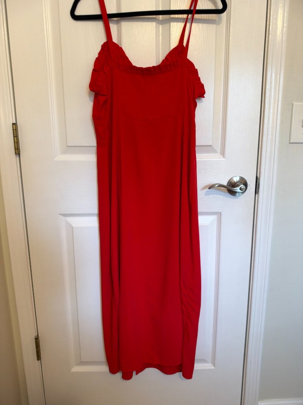Topshop Ruffle Button-Front Dress Red US 10 - Picture 2 of 4